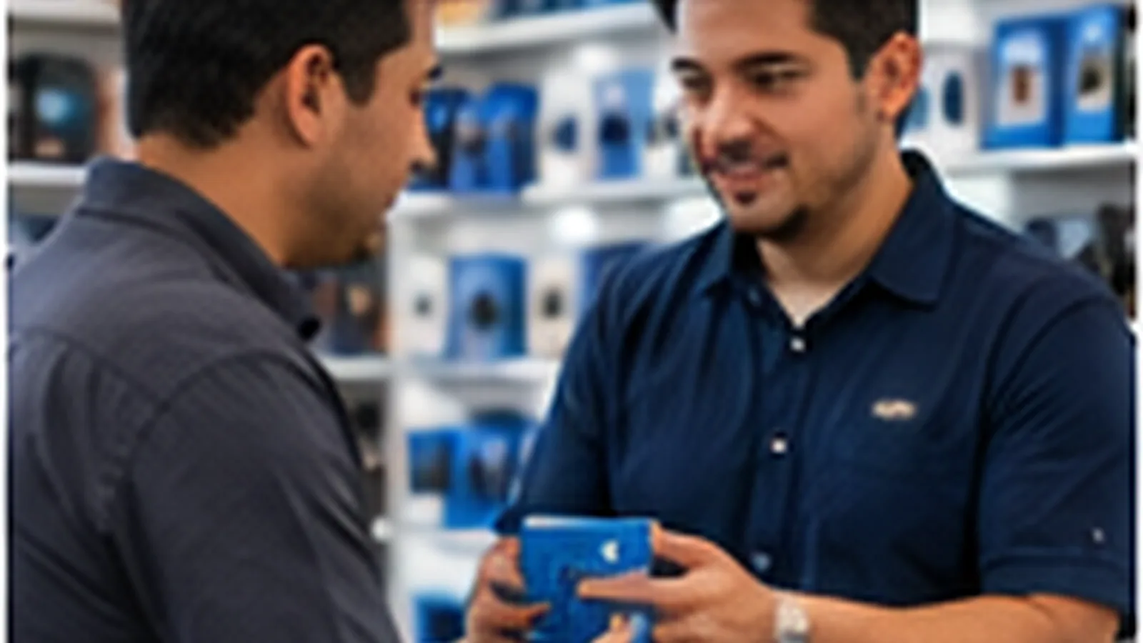 Técnico asesorando la compra de una laptop