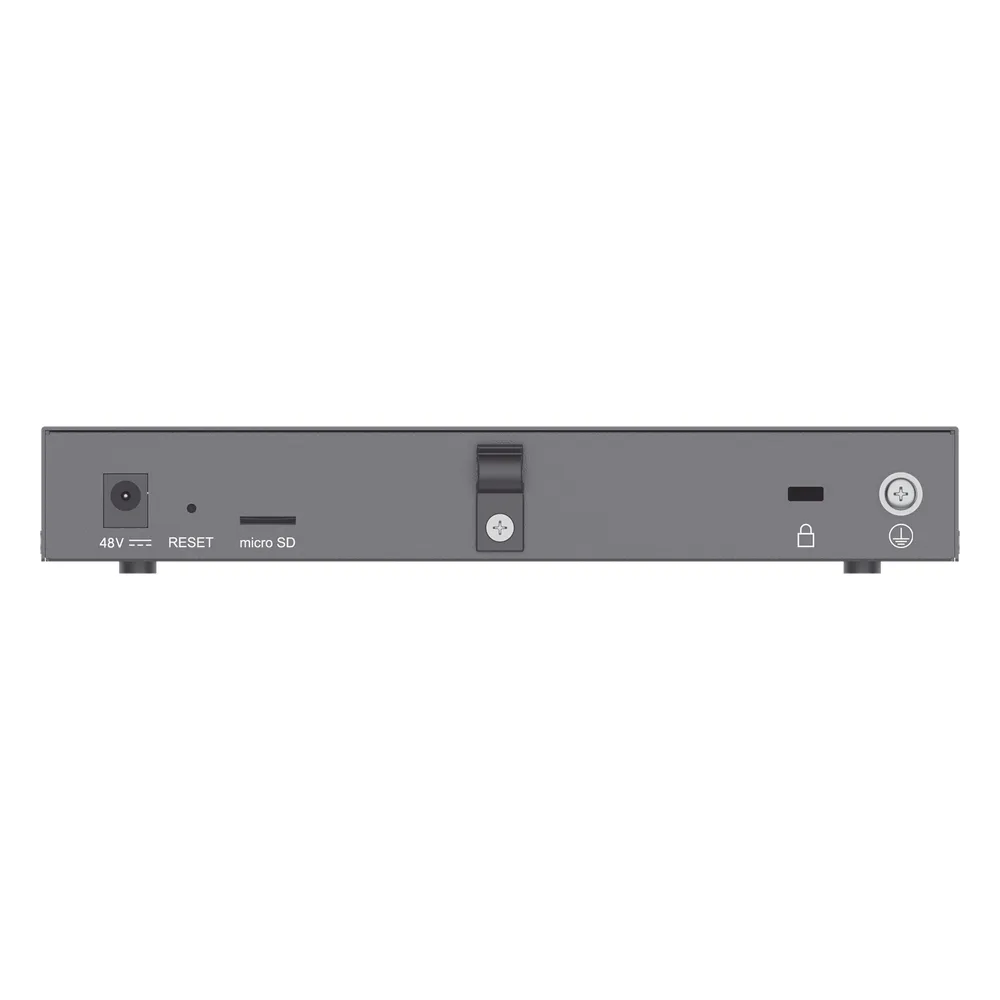 4 en 1: Firewall Nueva Generación, Router, IP PBX (24 usuarios / 8 llamadas), Switch Gigabit de 5 Puertos (4 PoE) y 2 Puertos SFP 2.5 Gigabit / Todos los puertos son configurables WAN/LAN, máximo 3 x WAN – vista 5