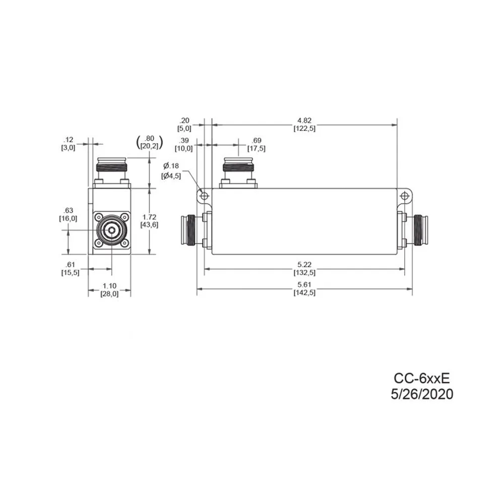 Acoplador direccional 5dB 617-5925MHz 300W-161dBc 4.3-10 IP67 – vista 2