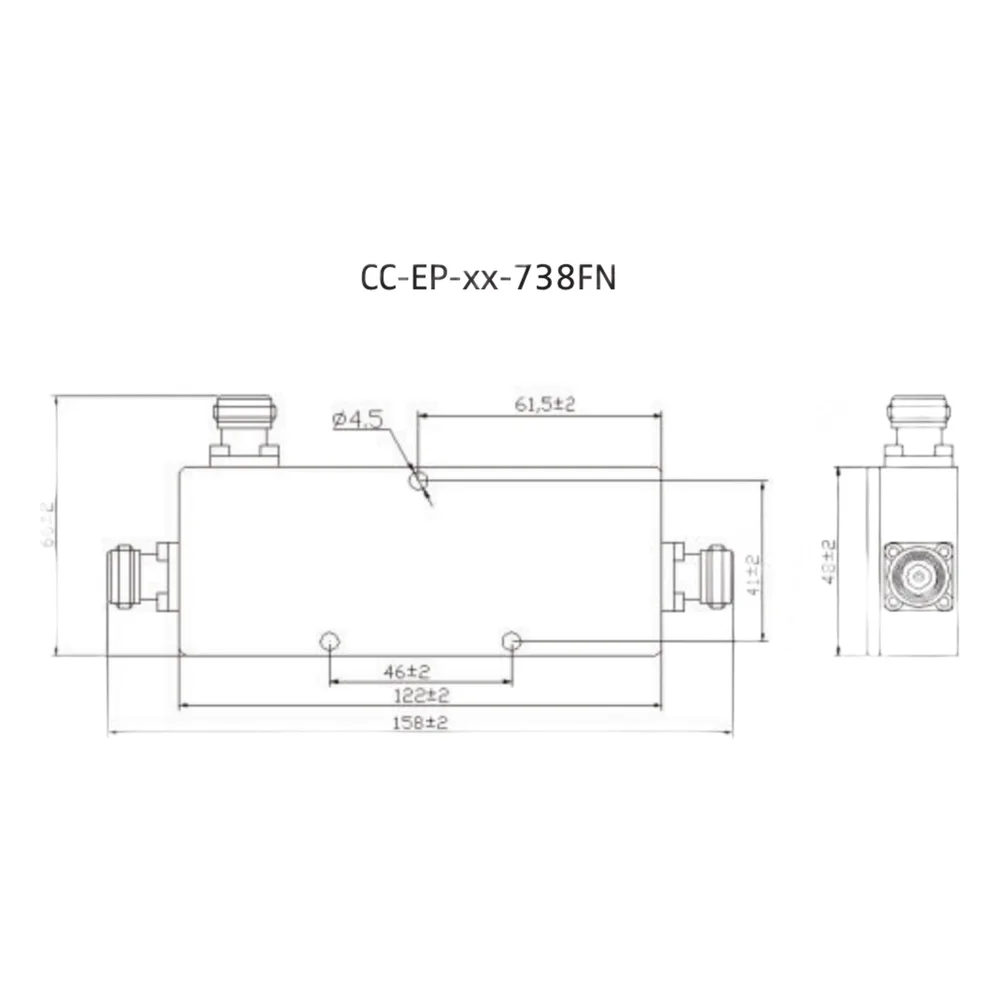 Acoplador Direccional / 694-3800 MHz / 300W / N hembra / 20 dB / PIM < -155 dBc / IP65 / Bajo Pérdida – vista 2