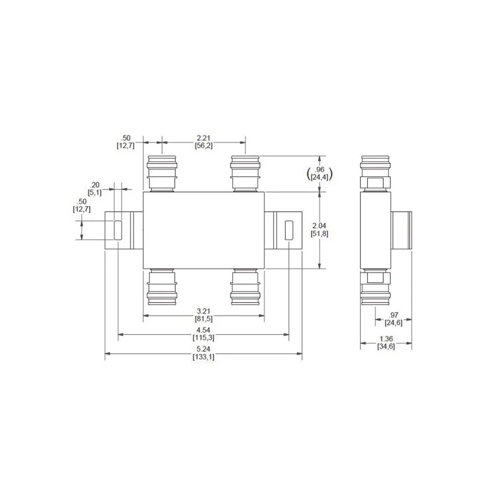 Acoplador hibrido 2x2 617-5925MHz 100W -161dBc 4.3 -10 IP67 – vista 2