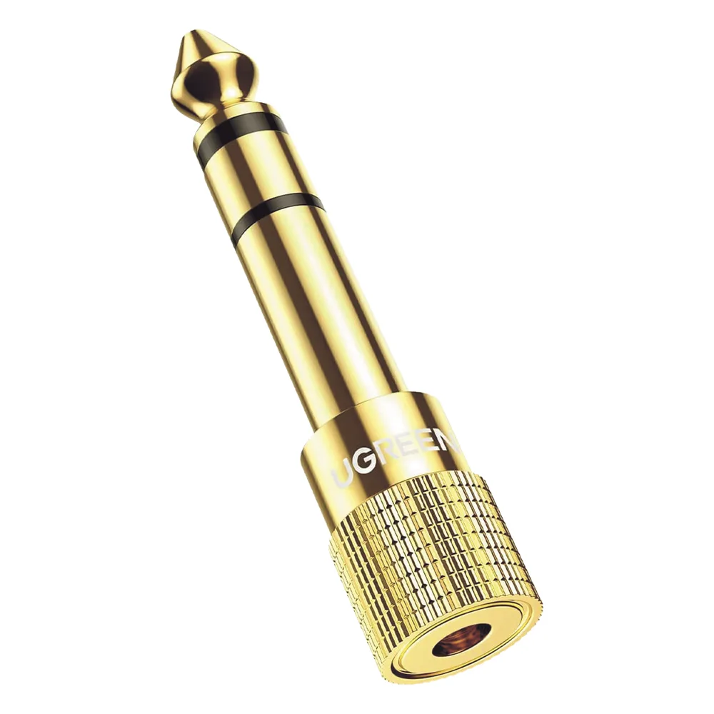 Adaptador (Convertidor) de Audio 3.5mm Hembra a 6.5mm Macho / Plug & Play / Superficie de Rosca Antideslizante / Calidad de sonido sin pérdidas