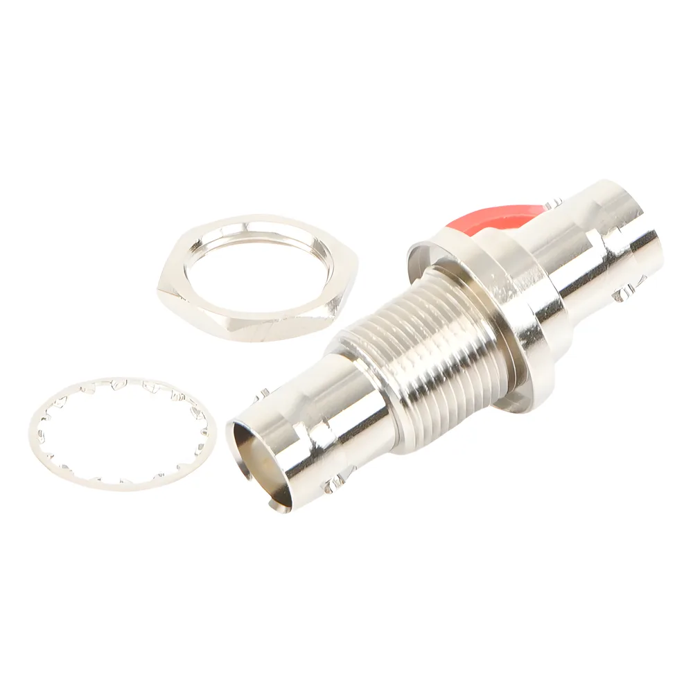 Adaptador Doble BNC Hembra para Chasis, Hermético y de Montaje en D-Plano, Níquel/ Oro/ Delrin. – vista 3