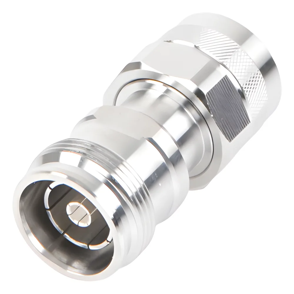 Adaptador en Línea de Conector 4.3-10 Hembra a N Macho, Bronce Blanco/ Plata/ Teflón. – vista 2