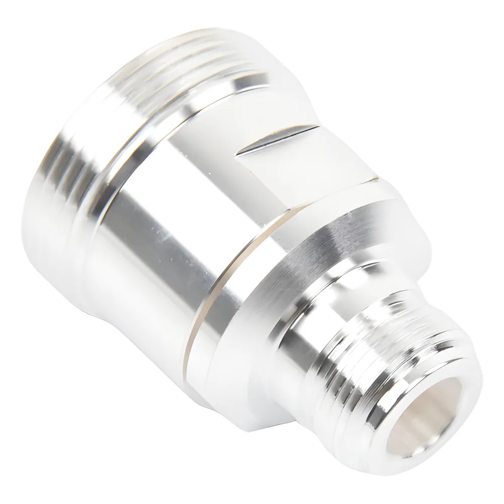 Adaptador en Línea de Conector DIN 7-16 Hembra a N Hembra, Plata / Plata / Teflón. – vista 3
