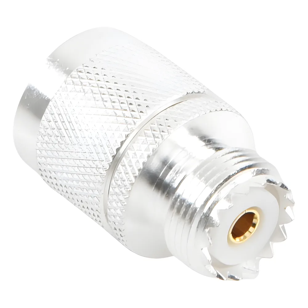 Adaptador en Línea, de Conector N Macho a UHF Hembra (SO-239), Plata/ Oro/ Teflón. – vista 2