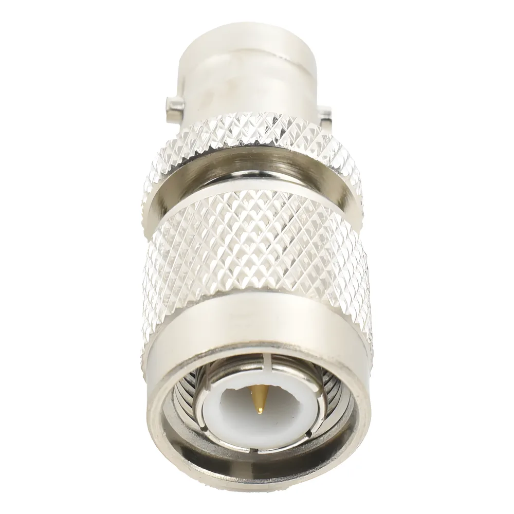 Adaptador en Línea, de Conector TNC Macho a BNC Hembra, Níquel /Oro /Teflón.