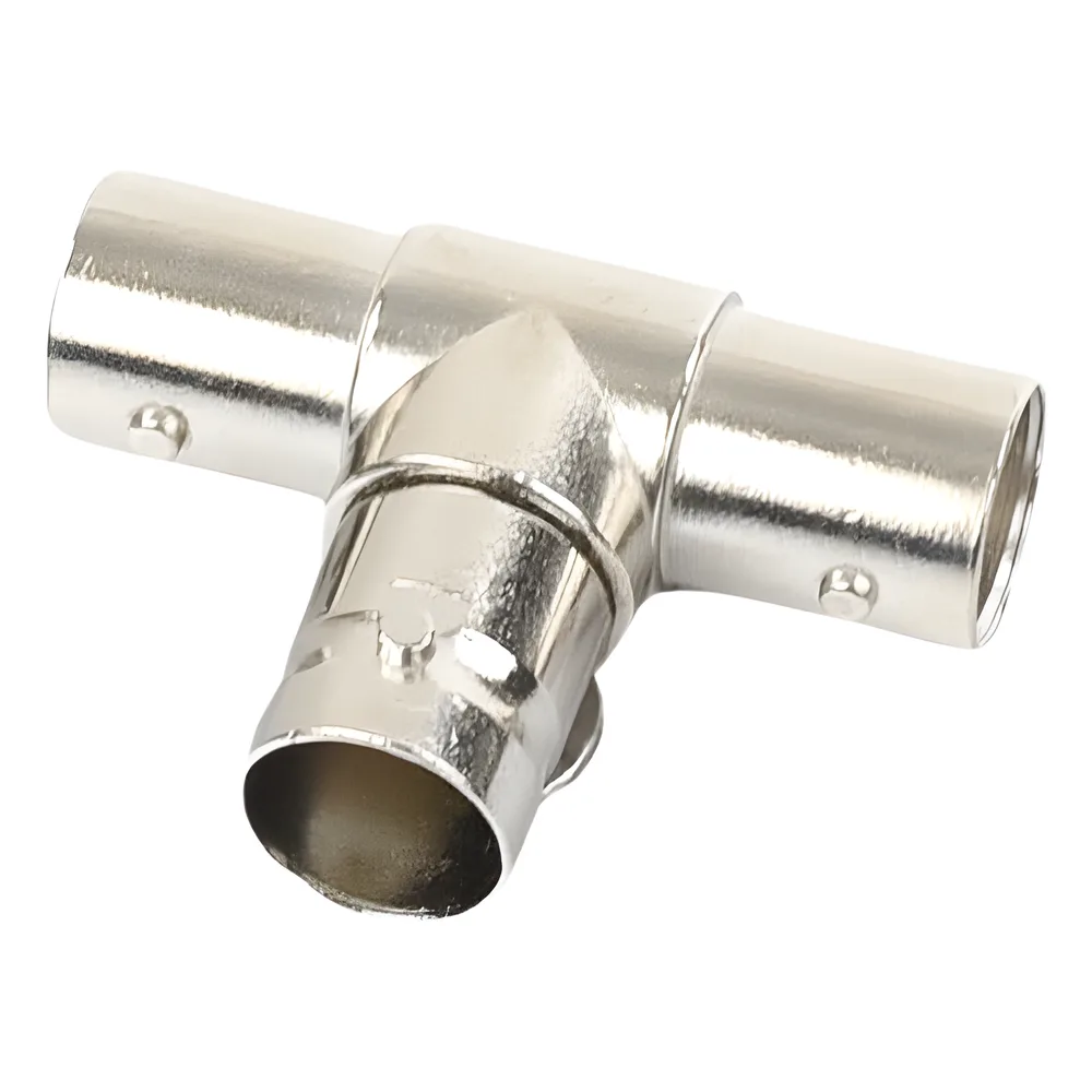 Adaptador en T para 75 Ohm de triple conectores BNC Hembras, Níquel/ Oro/ Teflón. – vista 2