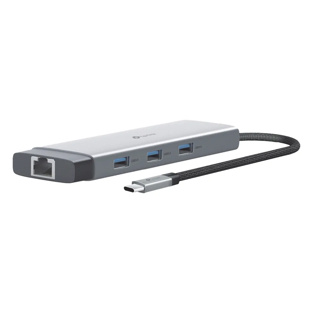 Adaptador HUB 9 en 1, 1 puerto USB-C entrada, 1 puerto HDMI 4K, 1 puerto Ethernet Gigabit, 1 puerto SD y MicroSD, 1 puerto USB-C y 3 puertos USB-A – vista 3