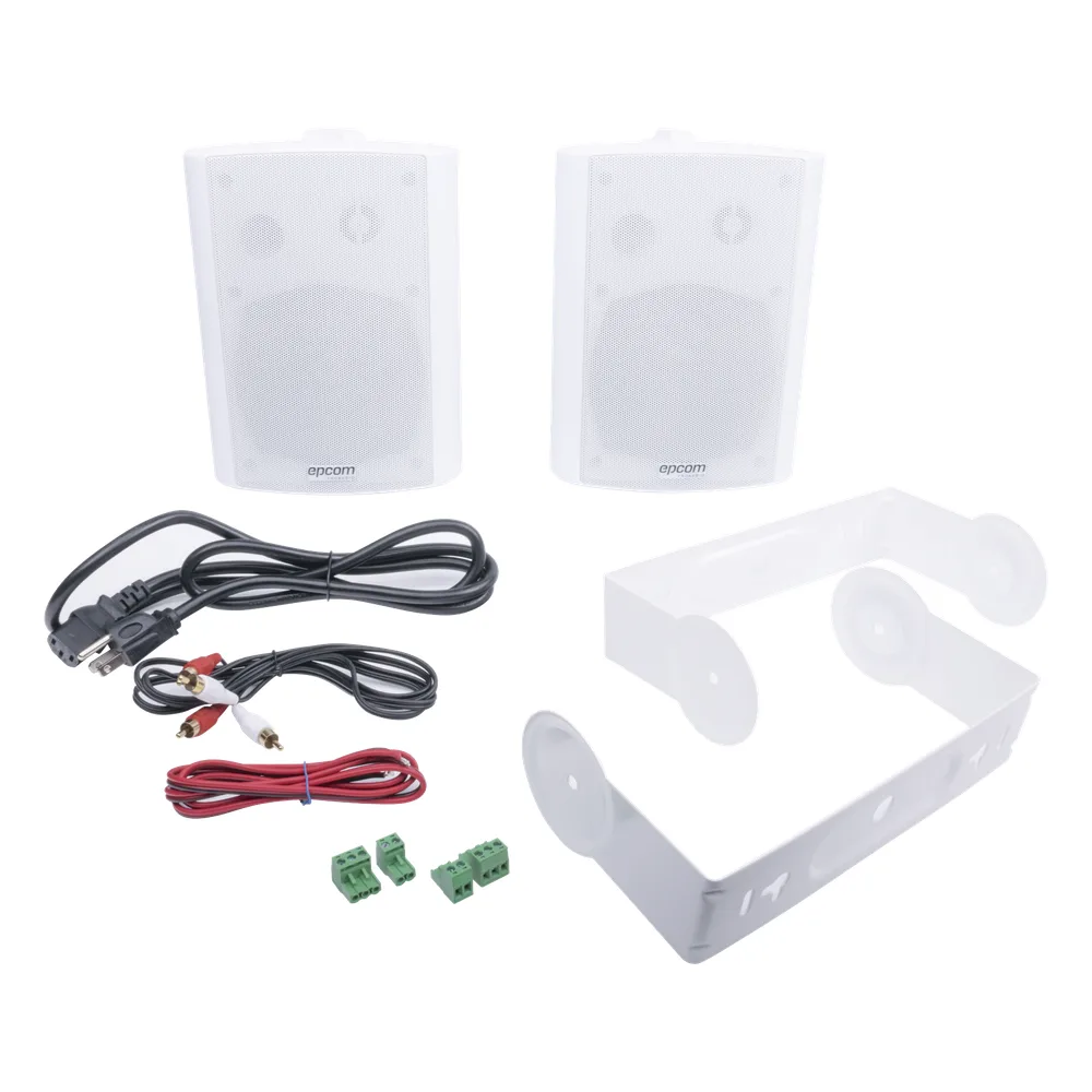 Altavoces Amplificada de Montaje en Pared 5"+1.5" | RMS 20W@8ohms y Pasivo 20W | Material ABS | Reja Metálica | Bracket de Metal | Color Blanco – vista 5