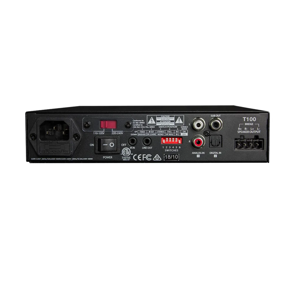 Amp Clase D | 2 Canales 100W | Con Aprendizaje IR | Salida Sub | Estéreo, Bridge, Múltiples Amplificadores | 4-8&Omega; – vista 4