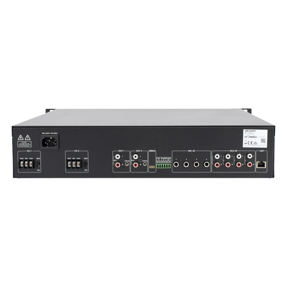 Amplificador de audio | 2 zonas de 250W  | 100V/70V | Calendarización de eventos | Biblioteca de Materiales de Audio | Entrada de Alarma – vista 6