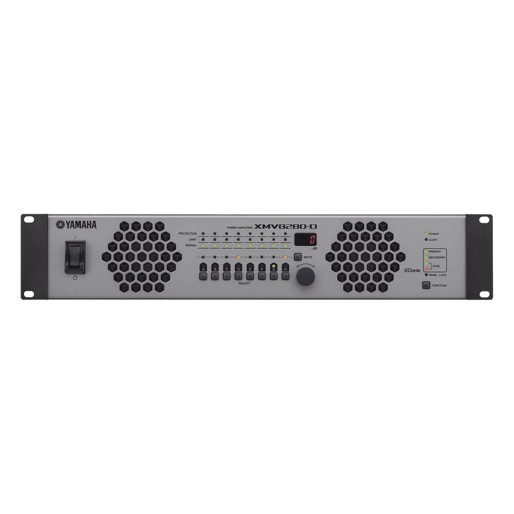 Amplificador de Audio Multicanal con Conexión Análoga / DANTE | 8 Canales, 280W | 8 OHMS | 70/100V
