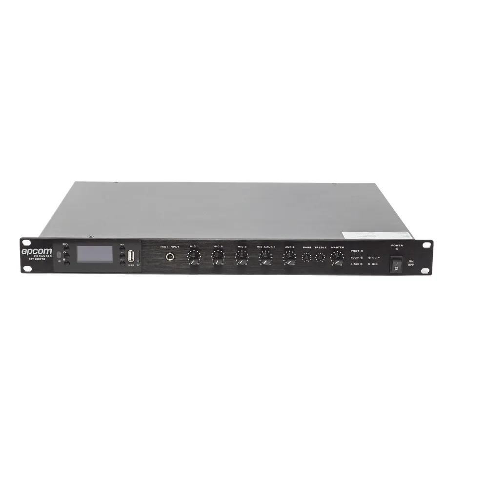 Amplificador Mezclador | 120W RMS | Sistema 100V y Baja Impedancia | MP3 | Tuner | Bluetooth | Música ambiental y Voceo
