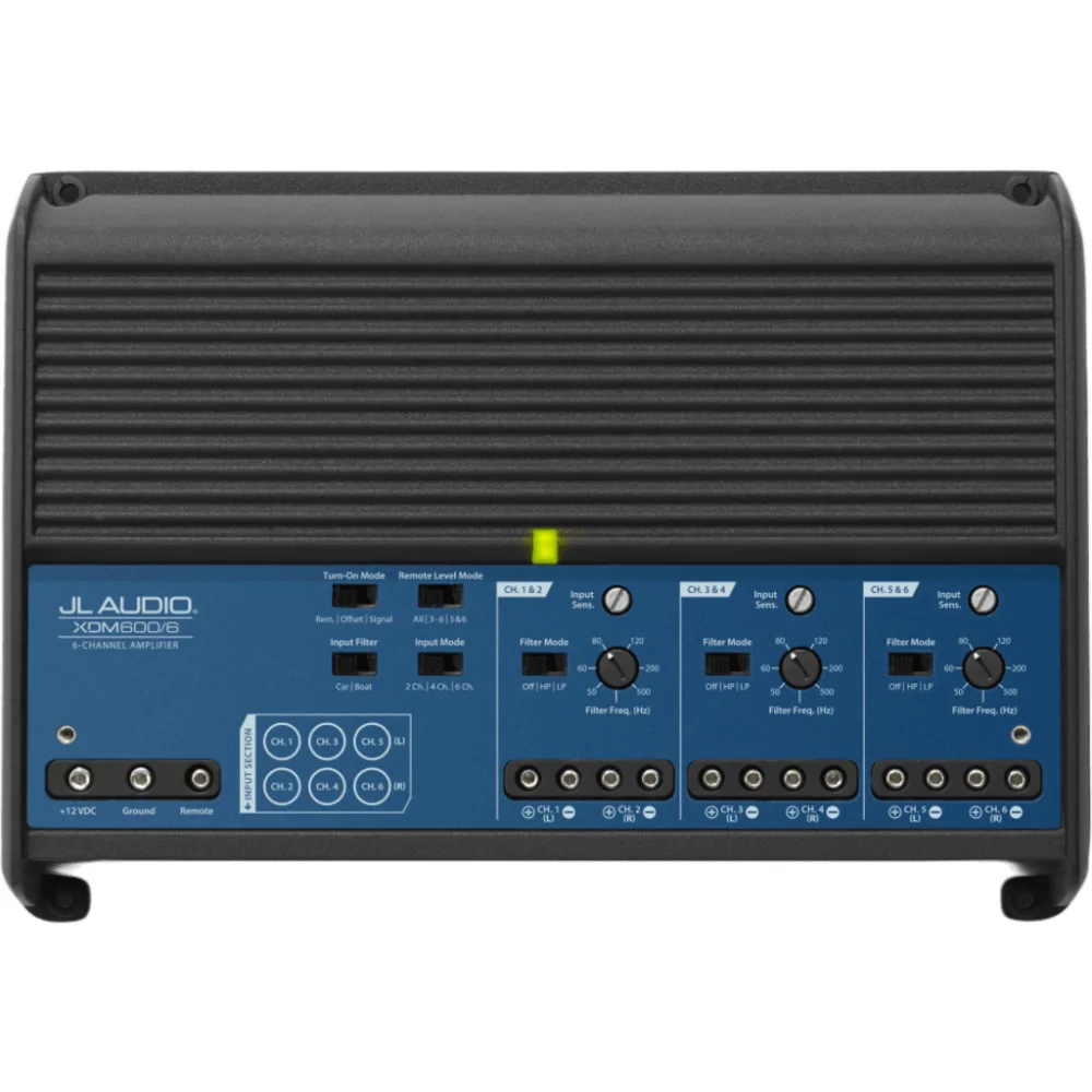 Amplificador Náutico y para Automóvil de Rango Completo / 6 Canales / 600 W / Clase D / 75 W x 6 a 4 &Omega; / 100 W x 6 a 2 &Omega; / 200 W x 3 Puenteado / Filtros Paso Alto y Bajo 50 Hz-500 Hz / JL Audio XDM600/6 – vista 4