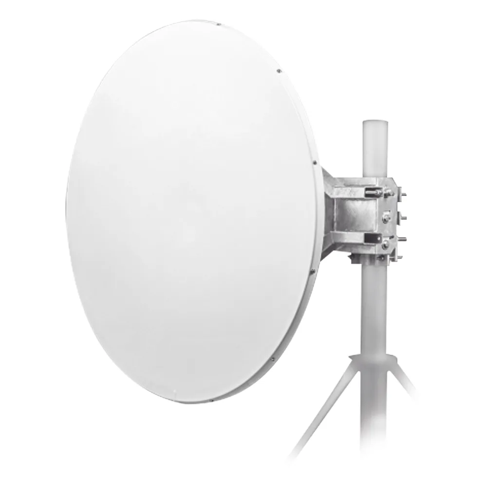 Antena direccional Alto Rendimiento / Parábola profunda para mayor aislamiento al ruido /4 ft / 4.9 a 6.1 GHz /  / Ganancia de 35 dBi / Soporte de acero inoxidable / Polaridad en 90 ° y 45 ° / Incluye montaje.