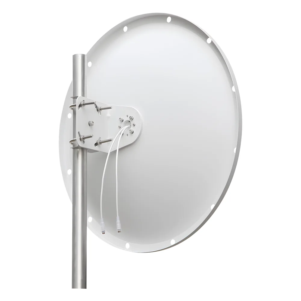Antena Direccional con Frecuencia Extendida / 4.8 - 6.5 GHz / 28 dBi /  Jumper incluido con conector  SMA-Macho Inverso / Polaridad en 90º y 45º / Montaje incluido para torre o mástil – vista 2