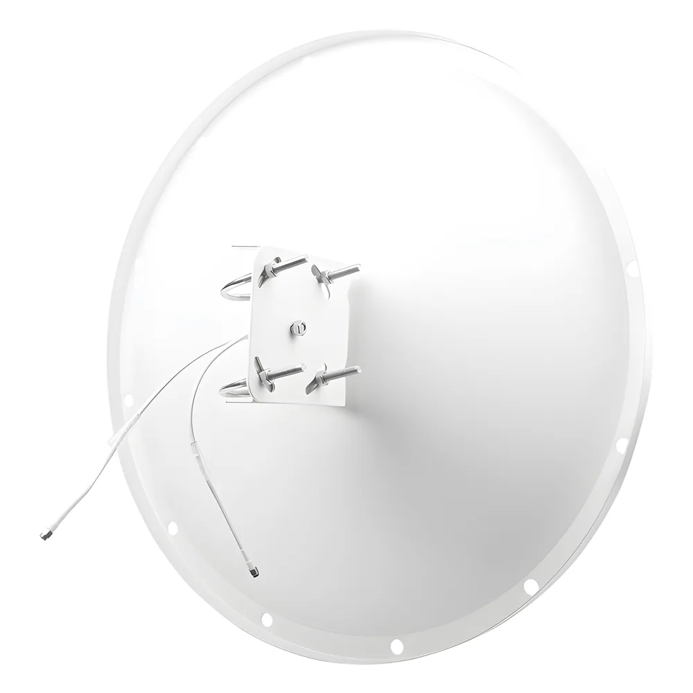 Antena Direccional con Frecuencia Extendida / 4.8 - 6.5 GHz / 28 dBi /  Jumper incluido con conector  SMA-Macho Inverso / Polaridad en 90º y 45º / Montaje incluido para torre o mástil – vista 3