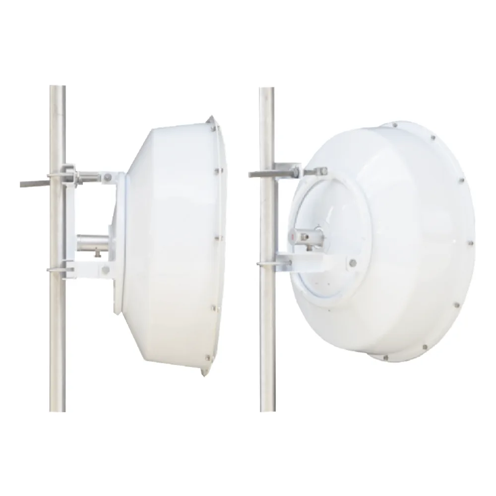 Antena direccional de alta resistencia, Ganancia 30 dBi, (4.9 -6.4 GHz), Plato hondo para mayor inmunidad al ruido, Conectores N-Hembra, Montaje incluido.