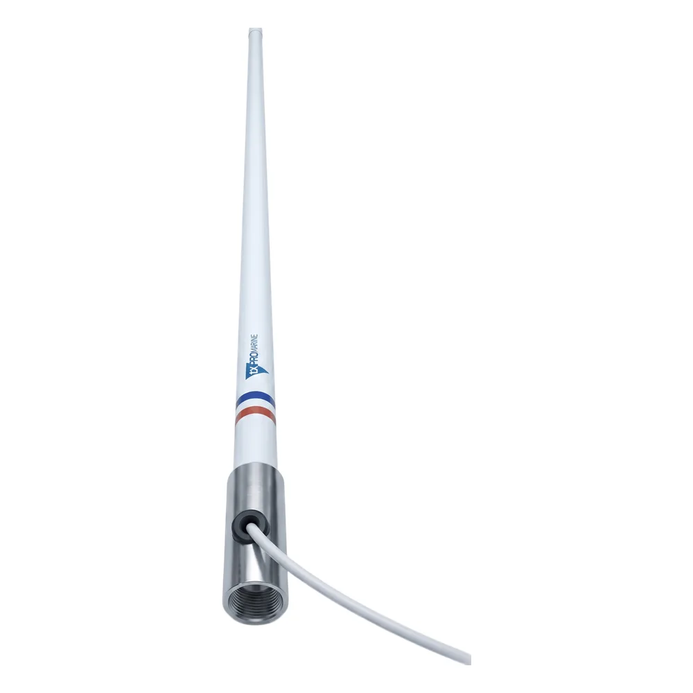 Antena Marina VHF TXPROMARINE TX5101SYS/10M / Fibra de Vidrio / 156-163 MHz / 6 dBi / Cable 10 m (32.8 ft) / Base Acero Inoxidable / PL-259 / Exterior