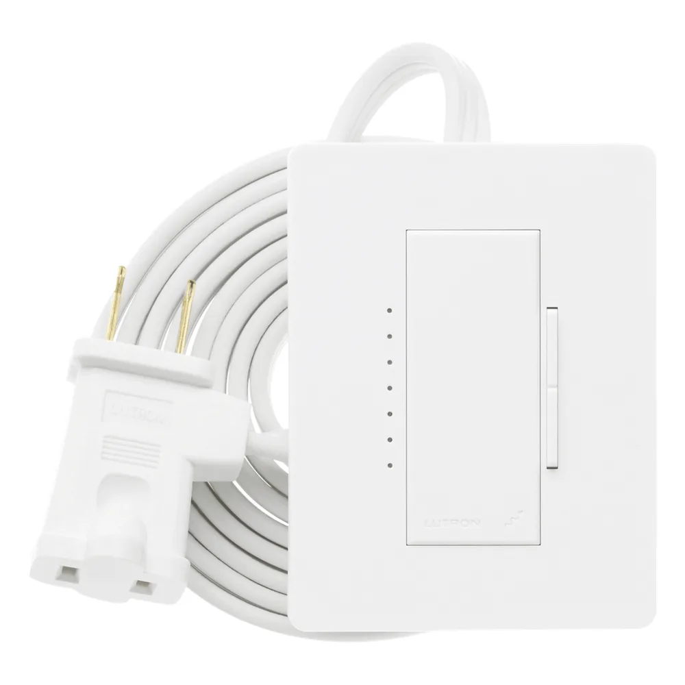 Atenuador de lámpara de sobremesa tipo plug-in, 120 V, 300 W / 300 VA, inalámbrico por RF, para el sistema RadioRA 2 de Lutron, color blanco Snow
