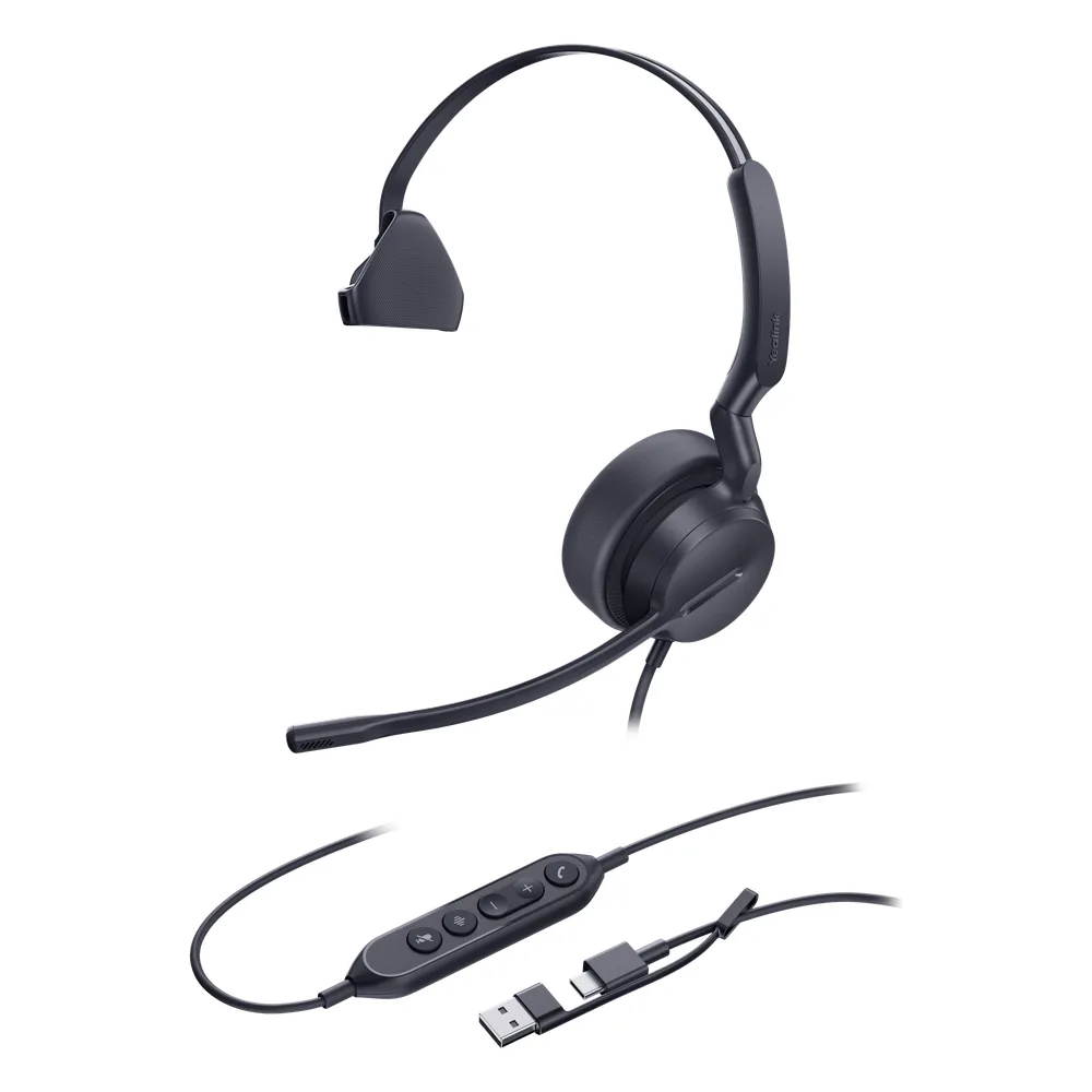 Auriculares Yealink UH42 Mono con cancelación de ruido por IA para Microsoft Teams, USB-C/A e indicador de ocupado – vista 2