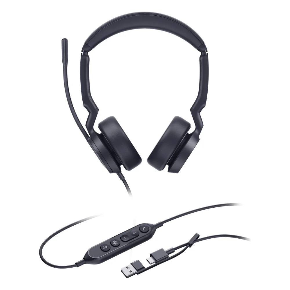 Auriculares Yealink UH44 Dual con cancelación de ruido por IA para Microsoft Teams, USB-C/A e indicador de ocupado