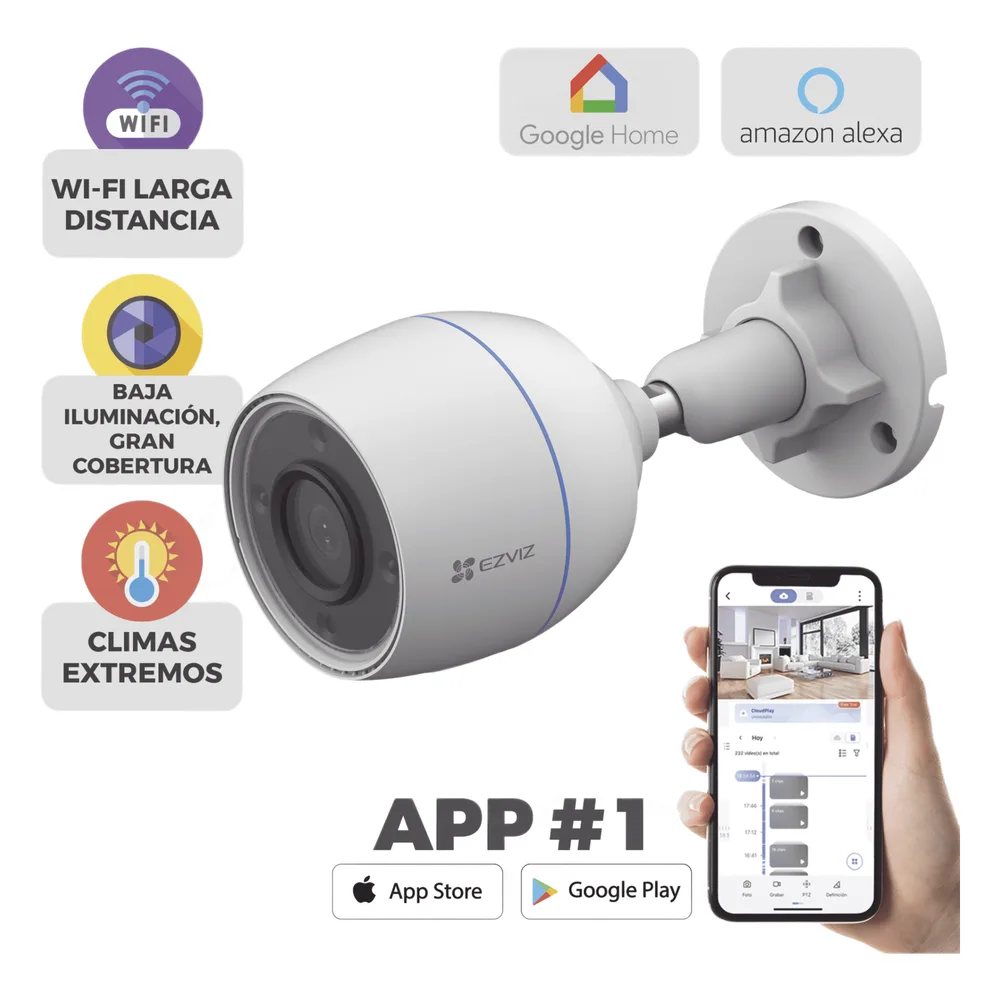 Bala WiFi / 2  Megapixel / Detección humana / Micrófono Integrado / Micro SD / Excelente Vision Nocturna / Exterior