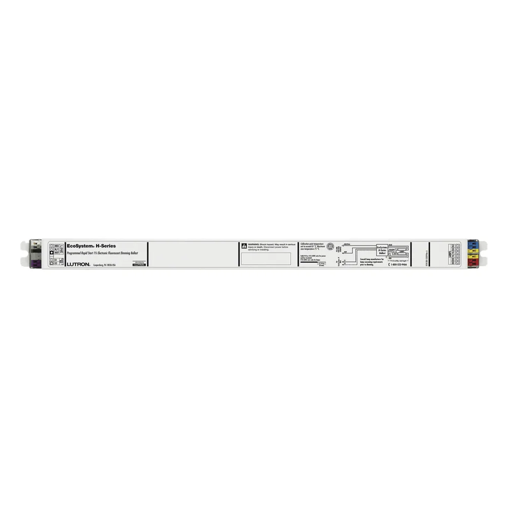 Balastra electrónica atenuable EcoSystem H-Series para 2 lámparas fluorescentes T5 lineales de 28 W, entrada universal 120-277 V, atenuación de 100% a 1%