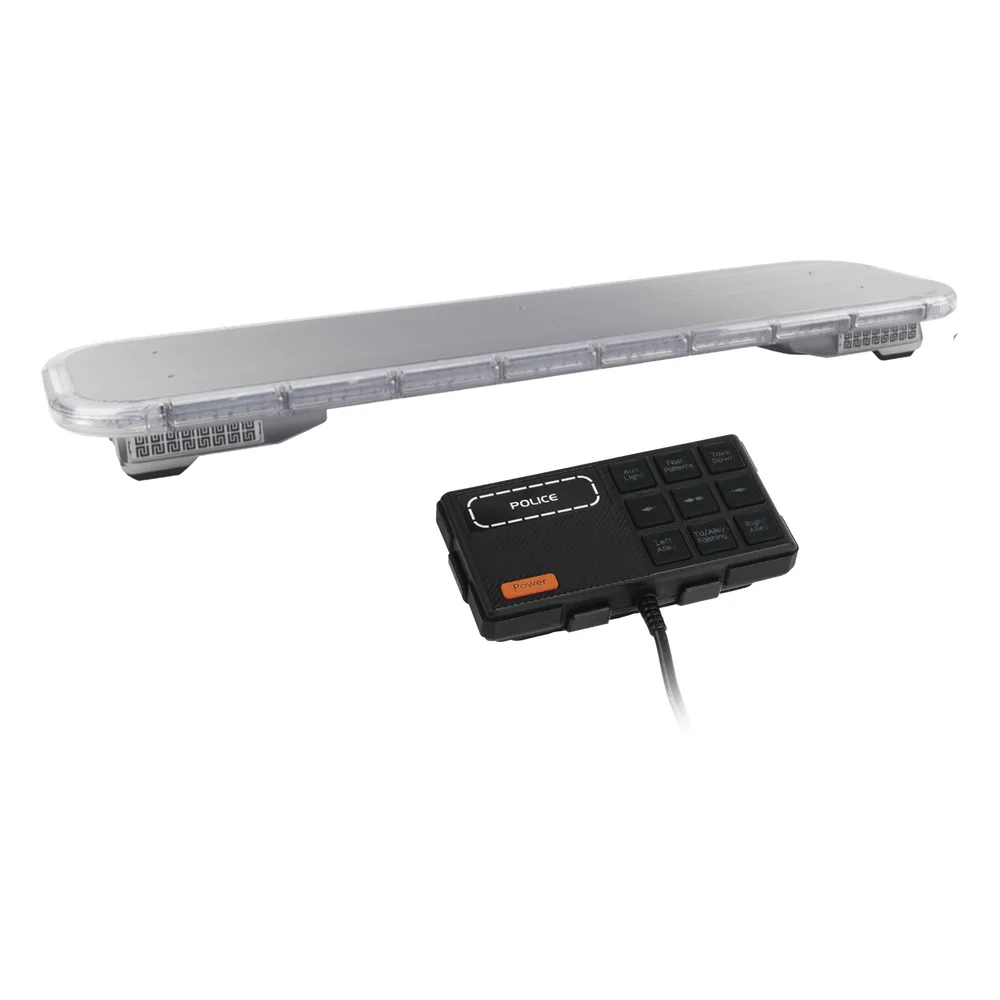 Barra de luces LED de 46" Rojo/Azul , De 132 LEDs, Sirena, Bocina y Controlador Incluido, Ideal para Equipar Unidades de Seguridad Publica