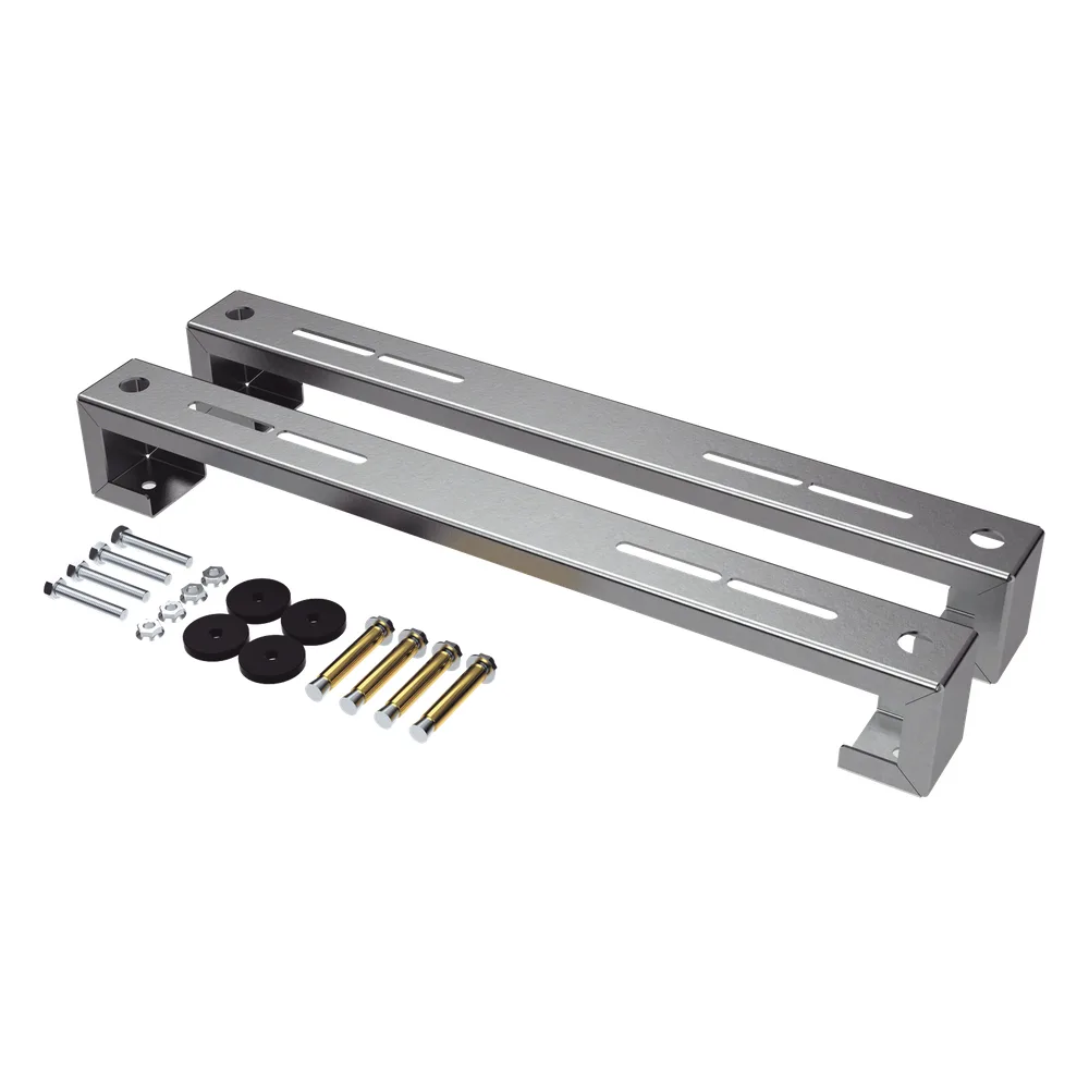 Base para minisplit para piso universal ajustable para capacidades de 1 a 3 toneladas con pernos deslizables y amortiguación – vista 2
