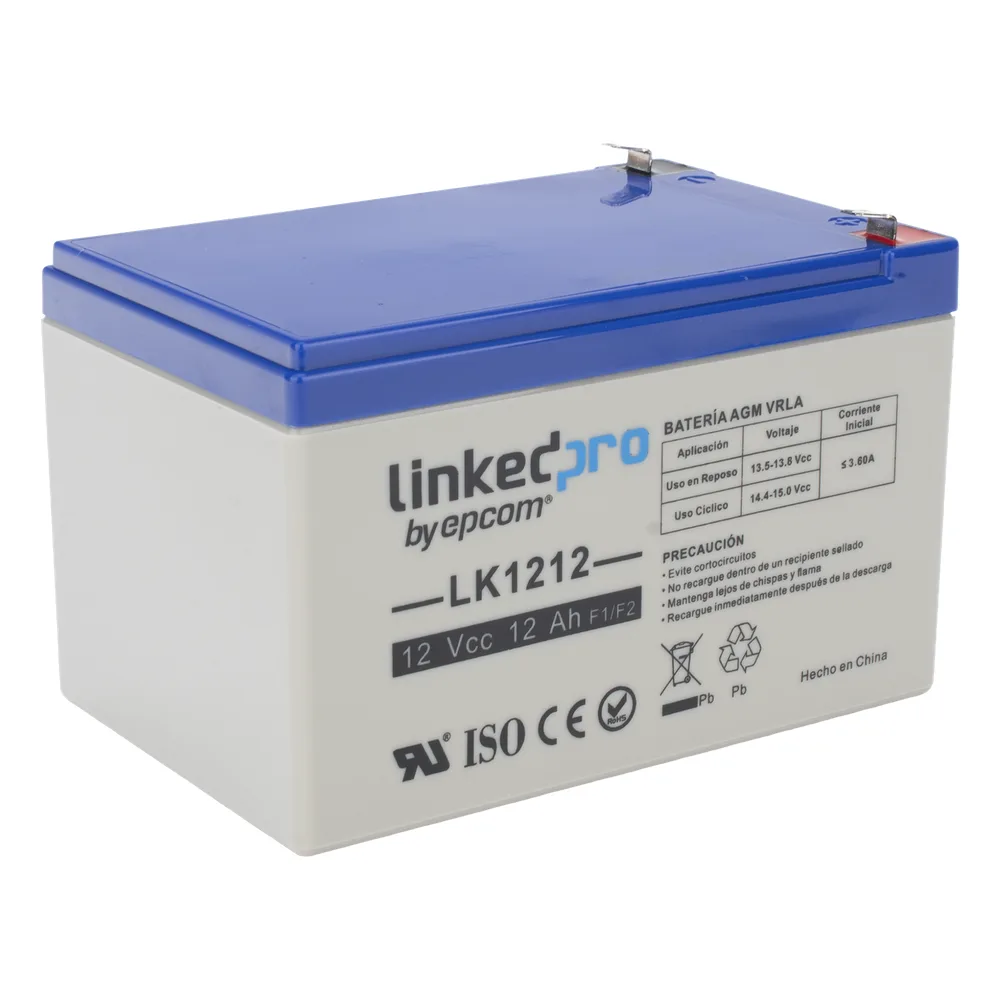 Batería de respaldo 12 V |  12 Ah |  AGM | Especial para Seguridad Electrónica | UPS | Sistemas de Emergencia | Vida útil 5 años | Terminales F1  + Adaptador F2 – vista 3