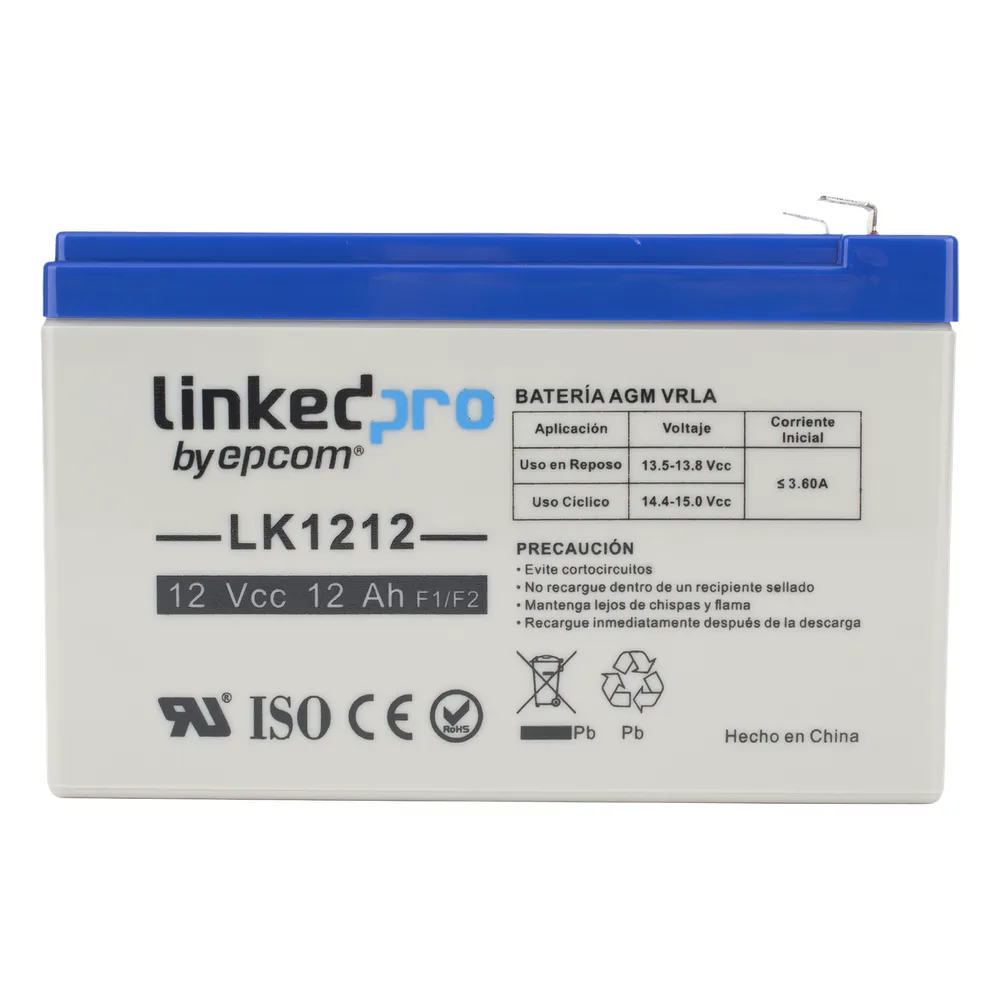 Batería de respaldo 12 V | 12 Ah | AGM | Especial para Seguridad Electrónica | UPS | Sistemas de Emergencia | Vida útil 5 años | Terminales F1 + Adaptador F2