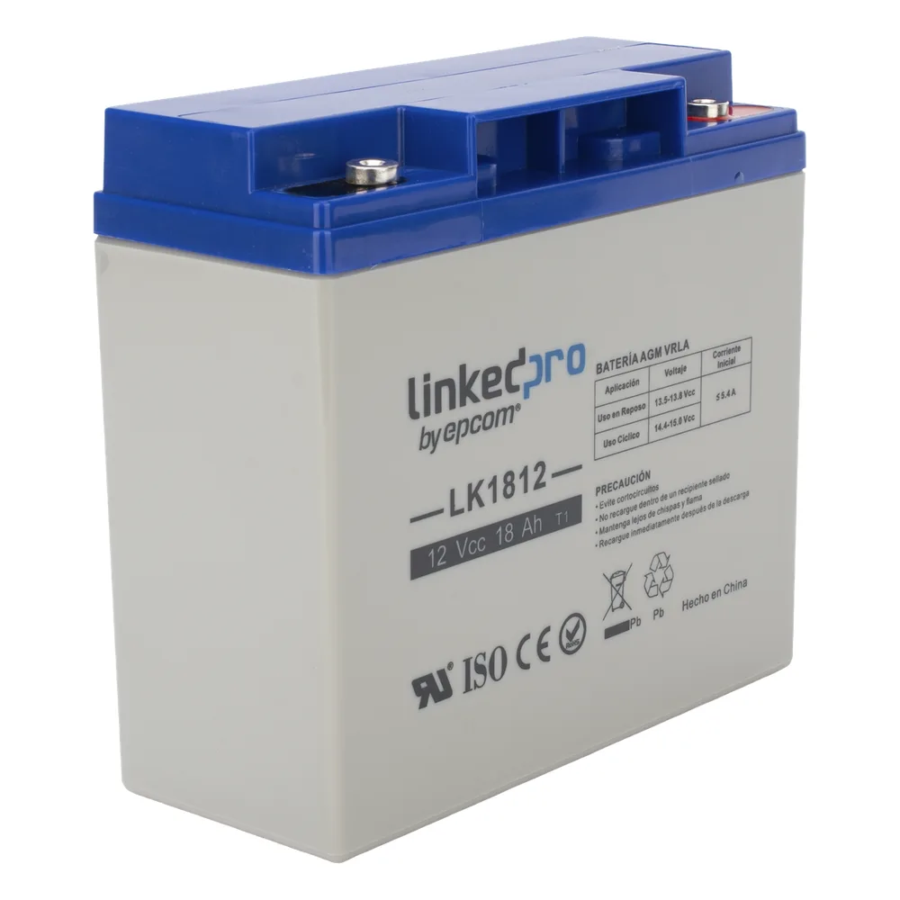 Batería de respaldo 12 V  |  18 Ah  |  AGM | Especial para Seguridad Electrónica | UPS | Sistemas de Emergencia | Vida útil 5 años | Terminales M5 – vista 2