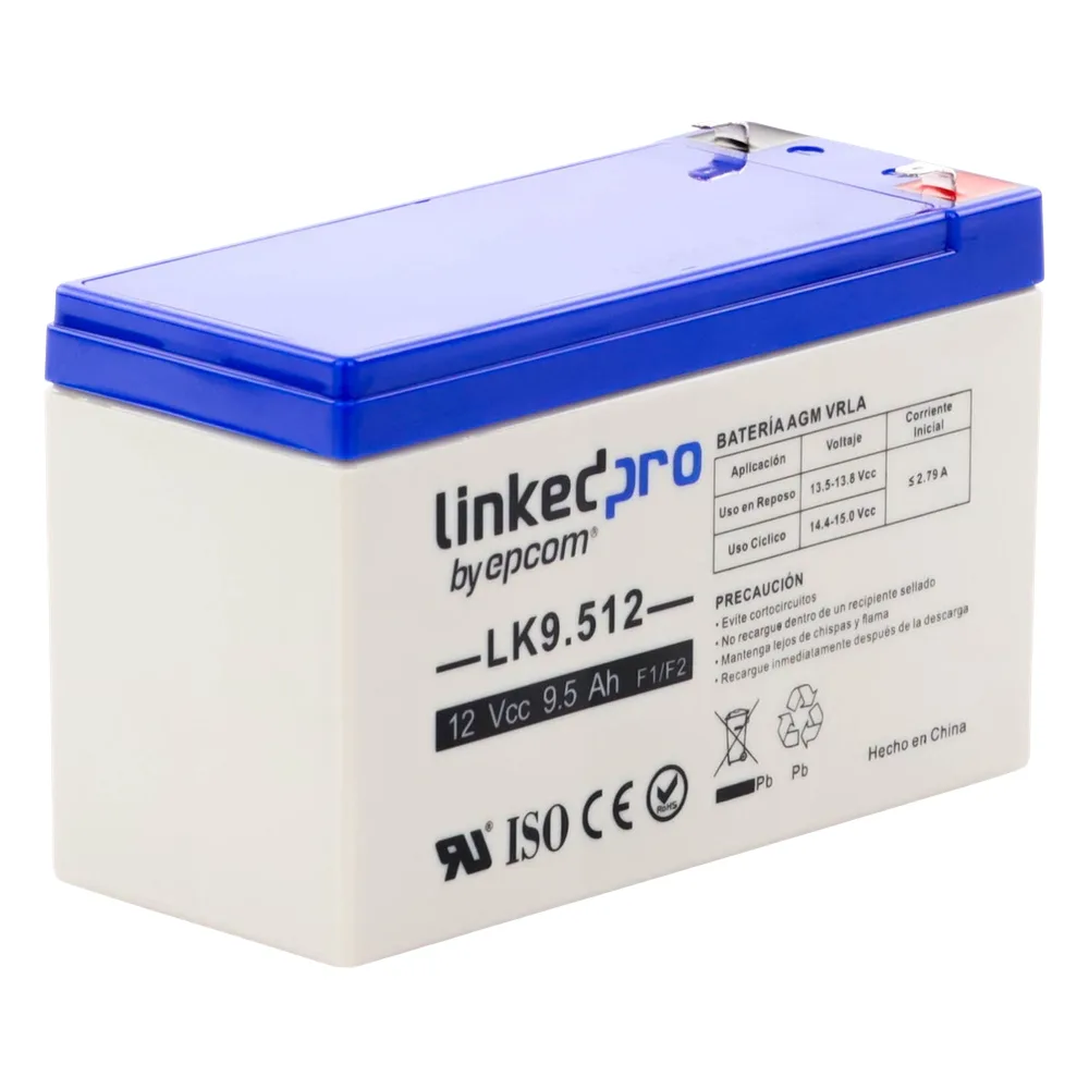 Batería de respaldo 12 V | 9.5 Ah | AGM | Especial para Seguridad Electrónica | UPS  | Sistemas de Emergencia | Vida útil 5 años | Terminales F1  + Adaptador F2 – vista 3