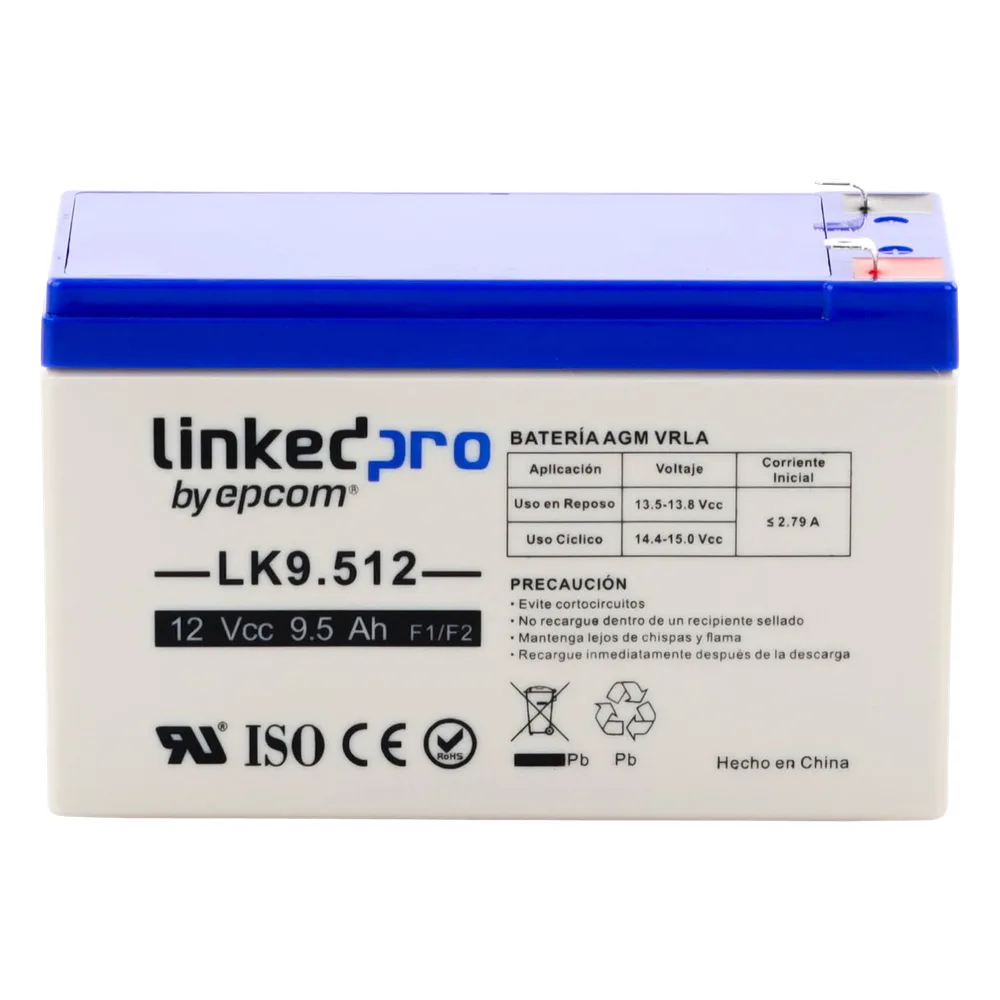 Batería de respaldo 12 V | 9.5 Ah | AGM | Especial para Seguridad Electrónica | UPS  | Sistemas de Emergencia | Vida útil 5 años | Terminales F1  + Adaptador F2 – vista 4