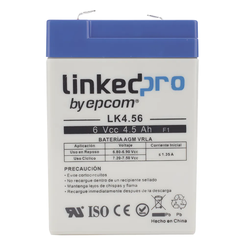 Batería de respaldo 6 V | 4.5 Ah | AGM | Especial para Seguridad Electrónica | UPS  | Sistemas de Emergencia  | Vida útil 5 años | Terminales F1 – vista 2
