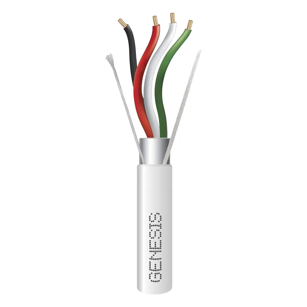 Bobina de 305 m (1000 ft) / Cable para Alarma 4x22 AWG / Blindado / Riser / Blanco