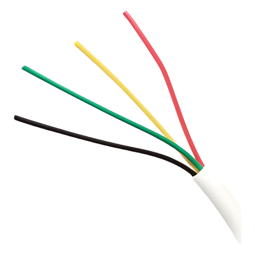 Bobina de Cable de 305 Metros (1000 Pies), 4 x 18 AWG, Aislamiento Individual de Policloruro de Vinilo (PVC), con Propiedades Antiflama, para Aplicaciones en Sistemas de Seguridad.
