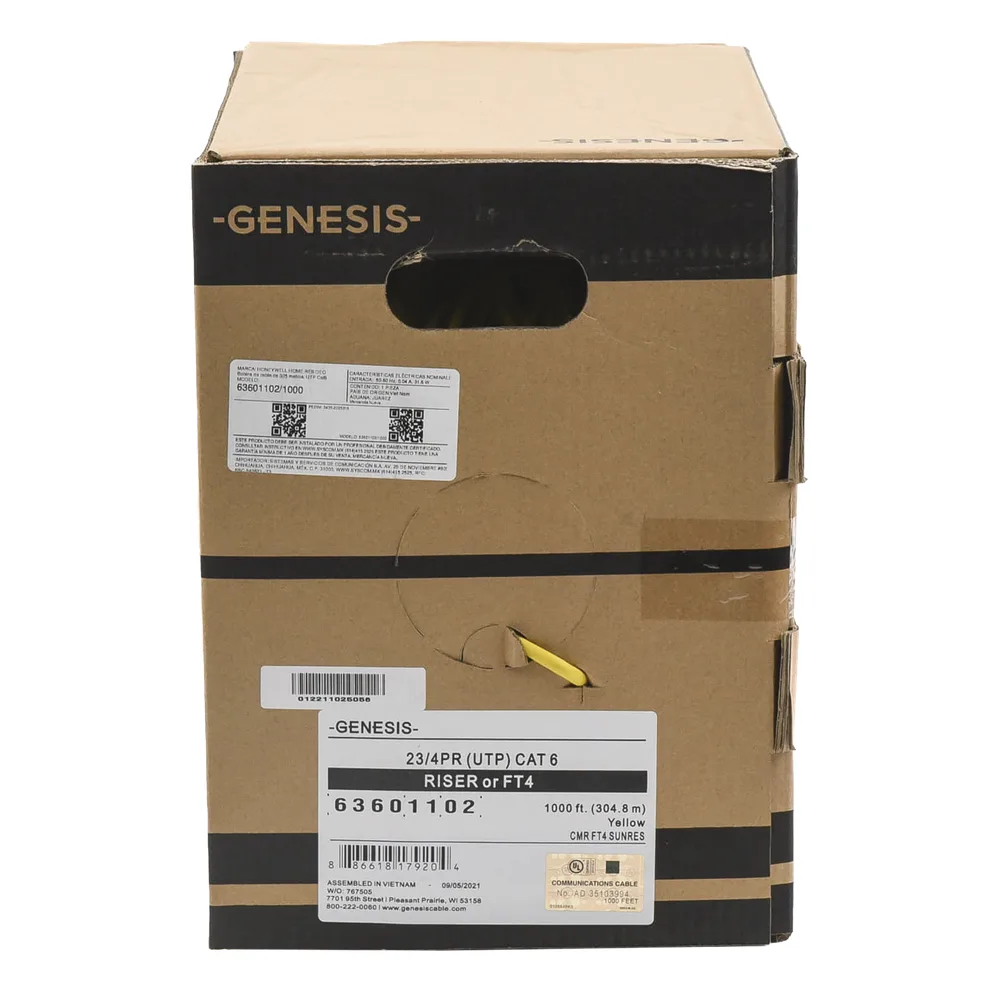 Bobina de Cable de 305 Metros (1000 Pies) UTP Cat6 Riser / Color Amarillo / UL, CMR, Probado a 350 Mhz / Para Aplicaciones de CCTV, Redes de Datos, IP Megapixel, Control RS485 – vista 2