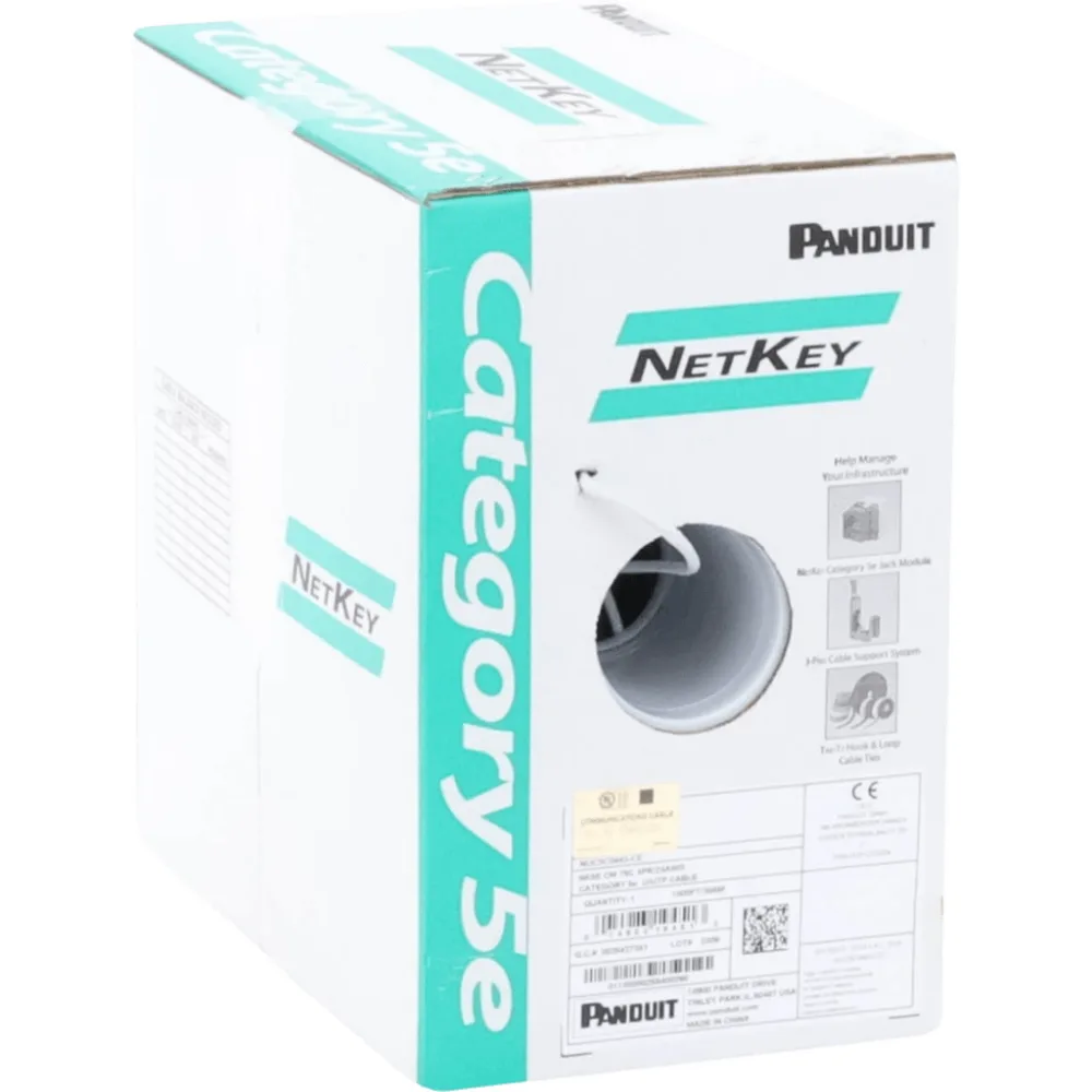 Bobina de Cable UTP 305 Metros (1000 Pies) de Cobre, NetKey, Gris Claro, Categoría 5e (24 AWG), PVC (CM), de 4 Pares