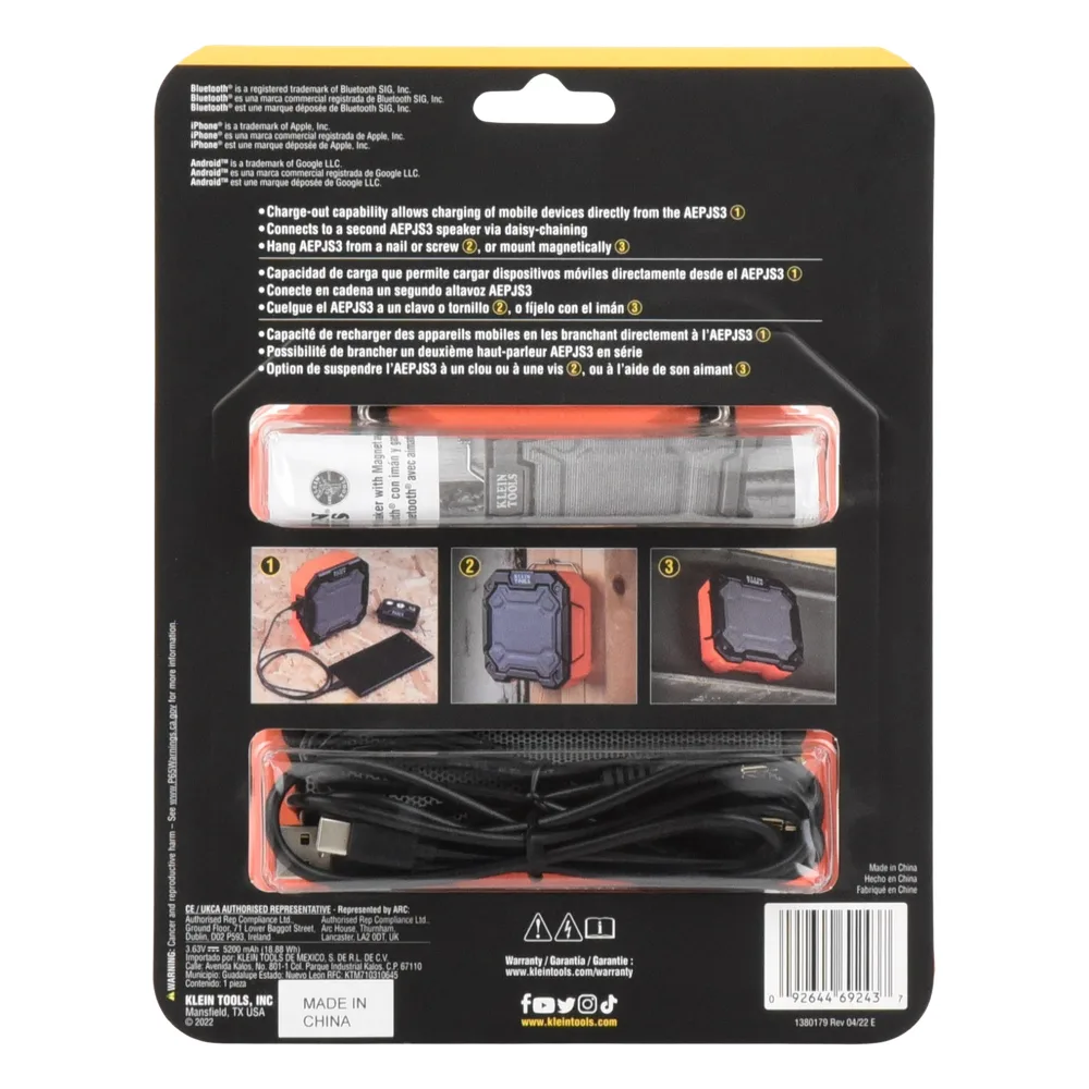 Bocina Portátil BLUETOOTH® con Imán y Gancho para Colgarse. Permite Altavoz Manos Libres con Micrófono Incorporado. – vista 9