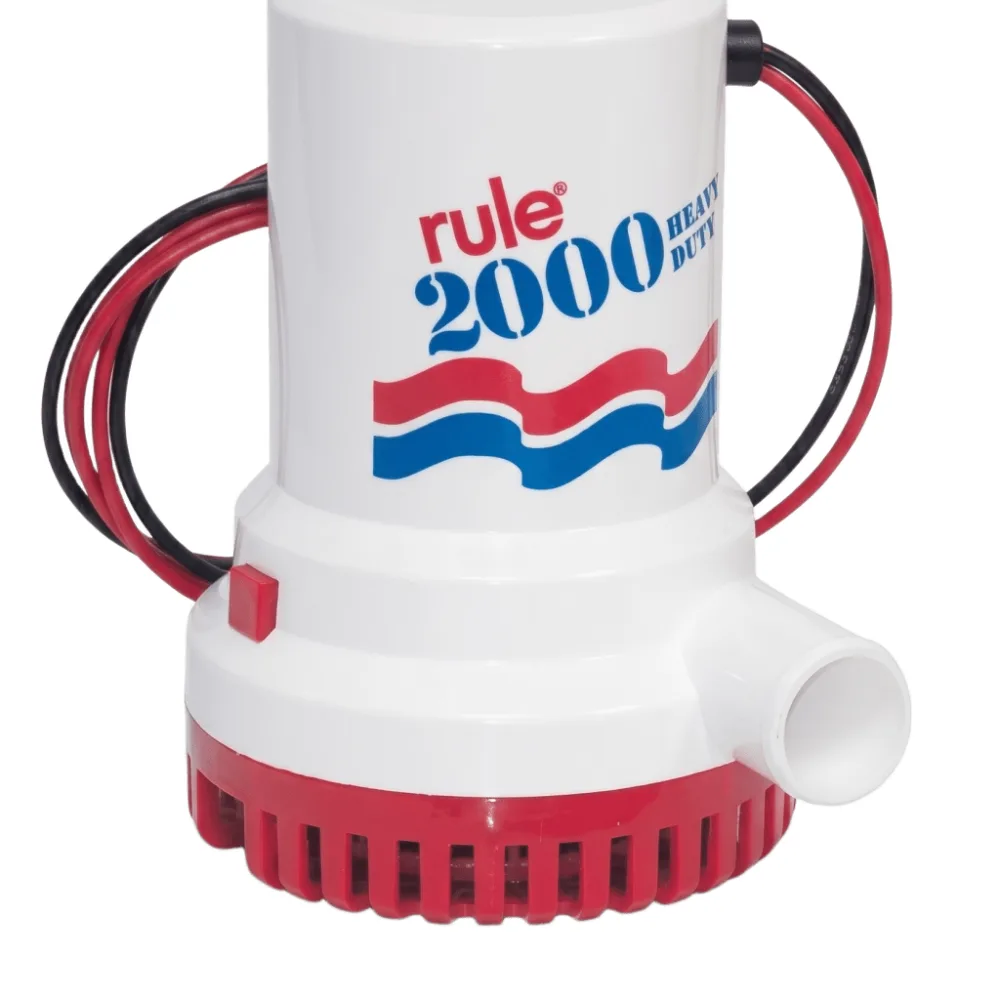 Bomba de Achique Sumergible Rule 10 / 2,000 GPH / 12V CD / Motor de Alta Eficiencia / Ejes de Acero Inoxidable / Protección Térmica TCO / Certificación CE e ISO 8849