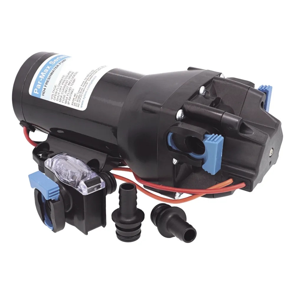 Bomba de Diafragma Marina PARMAX HD4 / 12V / 4 GPM (15.1 LPM) / 40 PSI (2.8 BAR) / Autocebante / IPX6 / Acero Inoxidable / Bypass Interno – vista 2