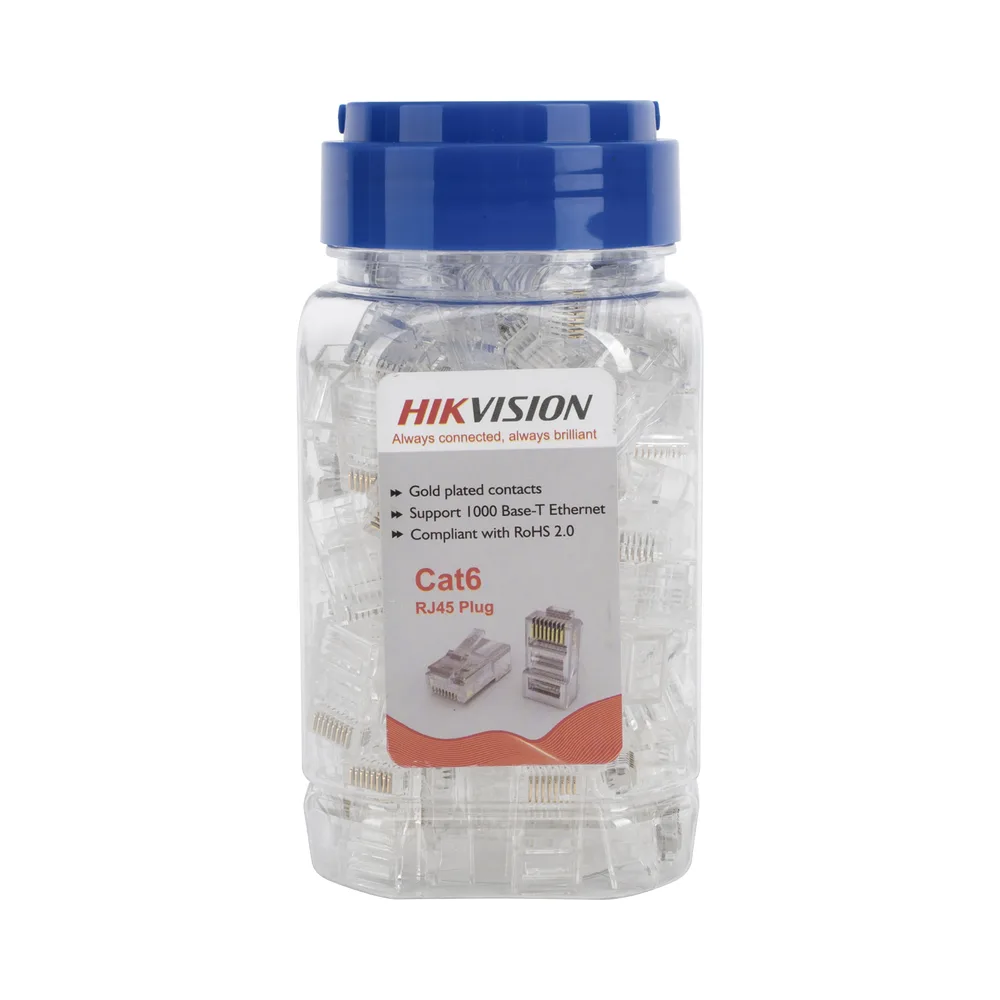 Bote con 100 Piezas de Plug Modular RJ45 / Cat 6 / Chapado en Oro a 15 Micras / Sin Blindaje / Facil Instalación / Uso Interior / Soporta Norma TIA-568B / Cumple con RoHS 2.0