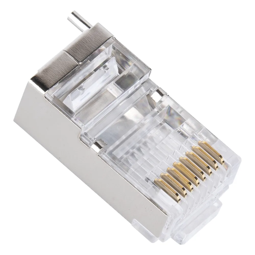 Bote con 100 Piezas de Plug Modular RJ45 Cat5e Blindado, Chapado de Oro a 30 Micras para Durabilidad Extrema con Pin de Tierra – vista 3
