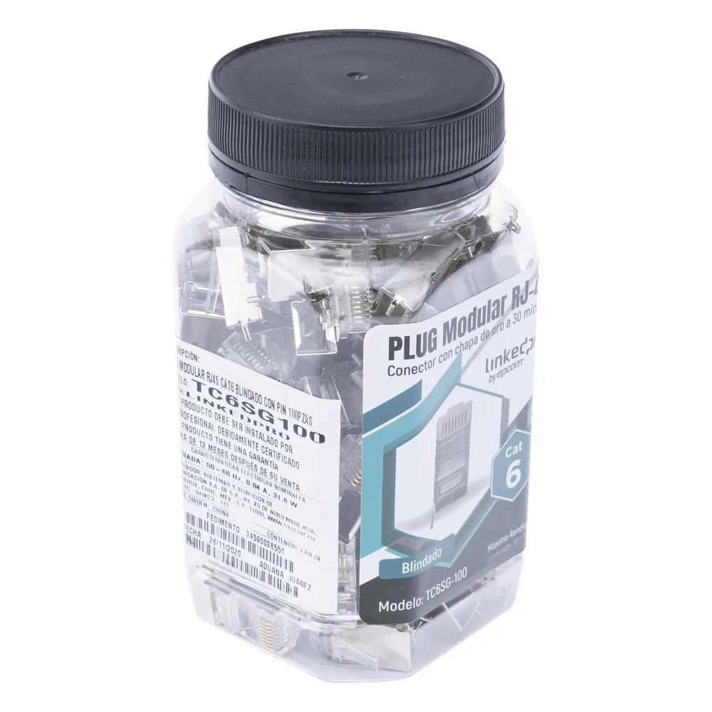 Bote con 100 Piezas de Plug Modular RJ45 Cat6 Blindado con Pin de Tierra, Chapado de Oro a 30 Micras para Durabilidad Extrema – vista 4