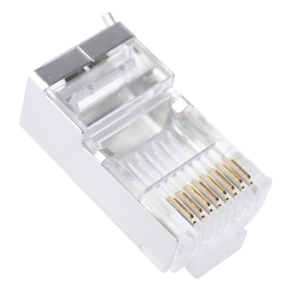 Bote con 100 Piezas de Plug Modular RJ45 Cat6 Blindado con Pin de Tierra, Chapado de Oro a 30 Micras para Durabilidad Extrema – vista 5