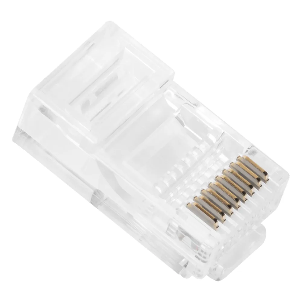 Bote con 100 Plugs Pass Through RJ45 Cat5e sin Blindaje, Chapado de Oro a 30 Micras para Durabilidad Extrema – vista 2
