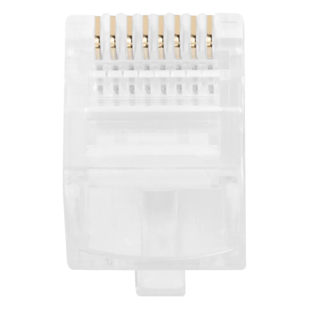 Bote con 100 Plugs Pass Through RJ45 Cat5e sin Blindaje, Chapado de Oro a 30 Micras para Durabilidad Extrema – vista 5